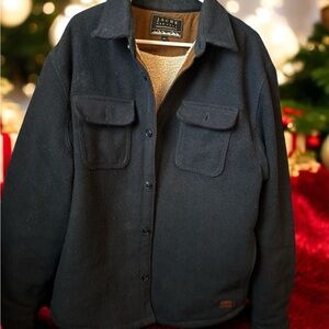 Jack's Navy Blue Jacket fleece lined heavy warm inside pocket Nice shacket XL